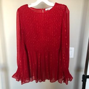 (3 for $15) Rose & Olive | Red Shimmer Blouse